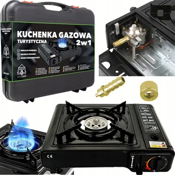 Turistický vařič Přenosný turistický plynový vařič 2v1 na kartuše v kufříku