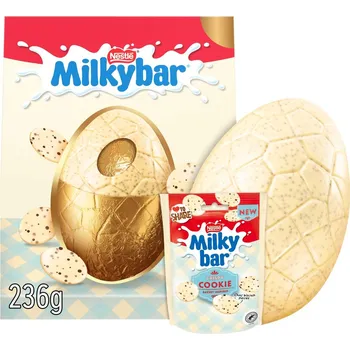 Čokoláda Milkybar vajíčko z bílé čokolády obsahující knoflíčky z s příchutí sušenek 236 g