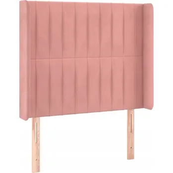 Čelo postele s ušima, růžové, 93x16x118/128 cm, samet