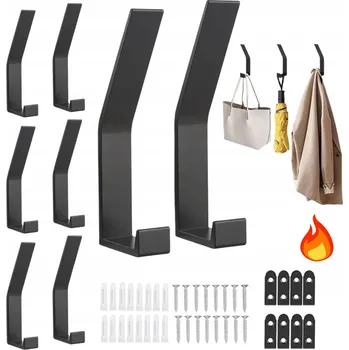 Věšák SADA ČERNÝCH KOUPELNOVÝCH HÁČKŮ NA OBLEČENÍ, NÁSTĚNNÝ VĚŠÁK, 6 KS