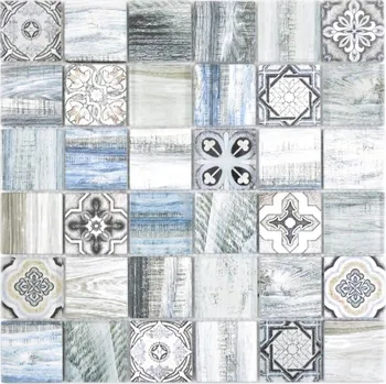 Obklad Skleněná mozaika WzorcowniaStudio 30 x 30 cm, odstíny šedé a stříbrné