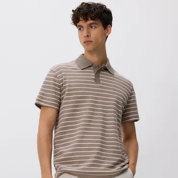 Reserved - Pruhované polo tričko comfort - béžová - 271EF-08X - 271EF-08X-XXL