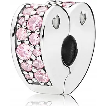 Přívěsek Přívěsek STŘÍBRO 925 Korálek Charms Oddělovač Klips Stoper Růžové Srdce