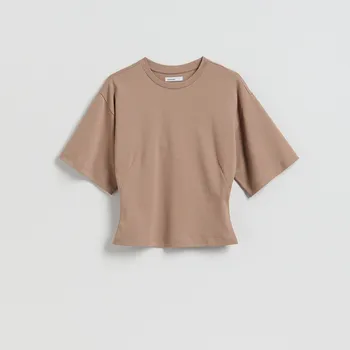 Reserved - Bavlněné tričko - béžová - 796HO-08X - 796HO-08X-M