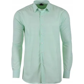 Pánská košile 42/43 HLADKÁ MÁTOVÁ KOŠILE S DLOUHÝM RUKÁVEM