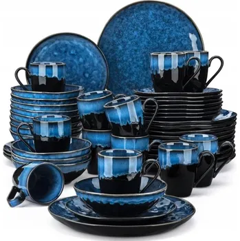 Talíř Jídelní Sada pro 12 Osob Porcelánová Souprava Jídelní Servis Talíře Misky