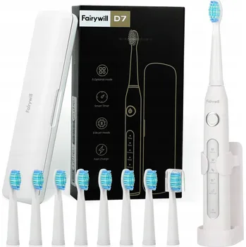 Elektrický zubní kartáček ELEKTRICKÝ SONICKÝ KARTÁČEK NA ZUBY BÍLÝ S POUZDRO + HLAVICE