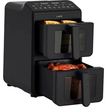 fritéza Bezolejová fritéza LAFE, horkovzdušná fritéza, 2 komory 5 l, výkon 2460 W, LCD displej, Dual Fry