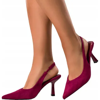 Dámské lodičky Lodičky Bordó Dámské Jehlové Podpatky Otevřená Pata Semišové vel. 38