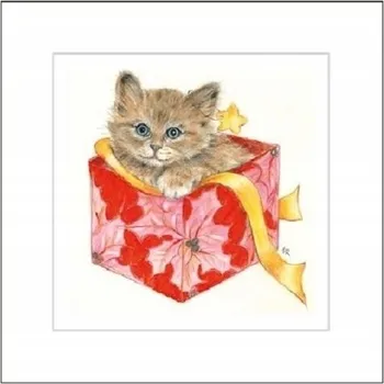 Obraz Kreslená pohlednice s kočkou v krabičce 16x16 + obálka