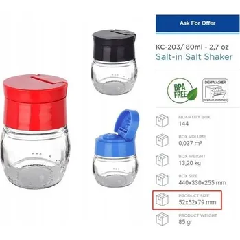 Sklenice Skleněná Zavařovací Sklenice na koření 80 ml BPA Free