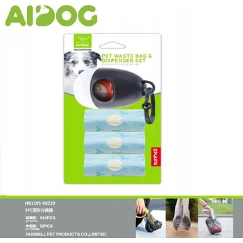 sáček na exkrement Sada 3 sáčků na psí exkrementy s dávkovačem