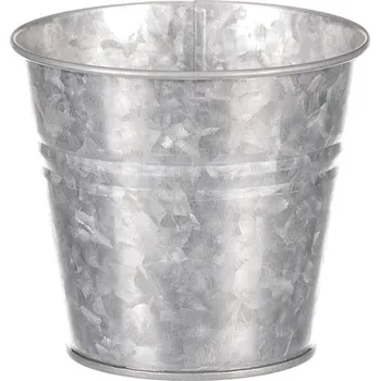 Nákupní košík Kovový kulatý obal na květiny, zinkový, stříbrný, odolný Barva: Stříbrná