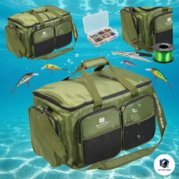 VELKÁ VODĚODOLNÁ RYBÁŘSKÁ TAŠKA RUMPOL 60X30 CM NA VYBAVENÍ A PŘÍSLUŠENSTVÍ S POPRUHEM PŘES RAMENO