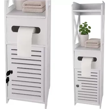 Nábytek Koupelnová skříňka s držákem toaletního papíru – bílá