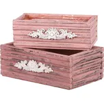 Obal na květiny, dřevěný - tvar šuplíku, růžový, cena za sadu 2 ks Barva: Růžová