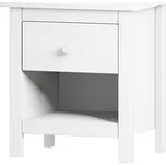 Bílý noční stolek TORINO z masivní borovice s jednou zásuvkou