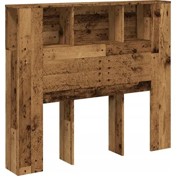 Čelo postele s policemi, staré dřevo, 120x19x104,5 cm