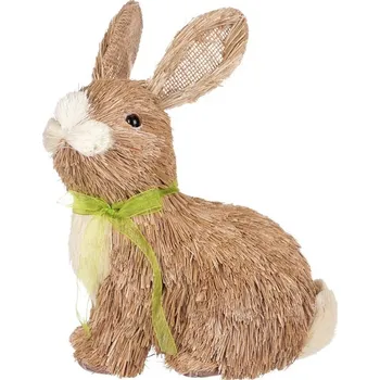 Velikonoční dekorace Slaměná dekorace Zajíc - béžový, jarní symbol s mašličkou Barva: Béžová