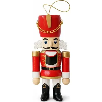 Vánoční dekorace DECOLED Vánoční dřevěná ozdoba na stromeček louskáček 12 cm, závěsný