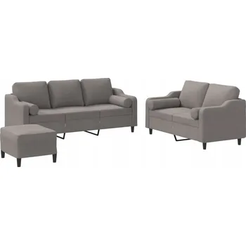 Sedací souprava 3dílná sedací souprava s polštáři, taupe, látka