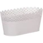 Šedý kovový truhlík s krajkovým okrajem pro květiny a bylinky Barva: šedá