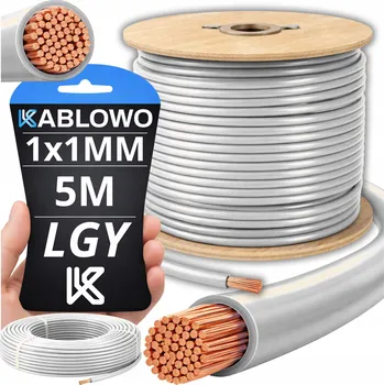 elektrický kabel VODIČ LGY KABEL JEDNOŽILOVÝ ELEKTRICKÝ 1X1MM BÍLÝ 5M METR