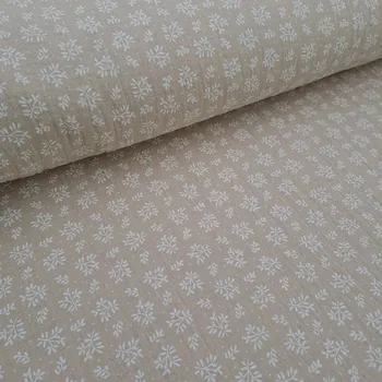 Pro útulný domov látka mušelín LÍSTKY na béžové