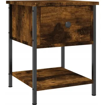 Noční stolek Elegantní noční stolek z dřevěného materiálu, kouřový dub, 34x35