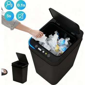 Odpadkový koš AUTOMATICKÝ ODPADKOVÝ KOŠ S ČIDLEM 12L BEZDOTYKOVÝ ČERNÝ - OTEVÍRÁNÍ POHYBEM, ODOLNÝ