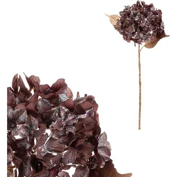 umělá květina Umělá hortenzie meruňková s pozlacením - elegantní vánoční dekorace Barva: Hnědá