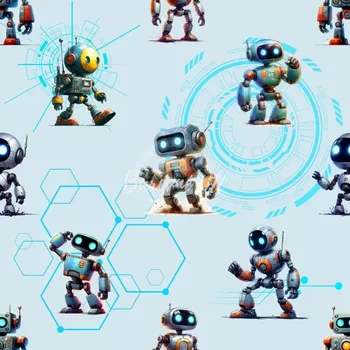 Úplet, Roboti na světle modré (E) (Top kvalitní úplet Bella digitisk)