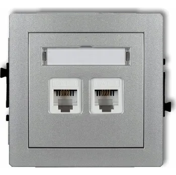 Elektrická zásuvka Karlik DECO dvojitá telefonní zásuvka stříbrná metalíza 7DGT-2