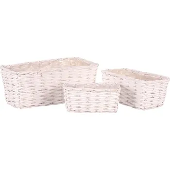 Proutěný truhlík tmavě hnědý 3 ks, rustikální design, přírodní materiál Barva: bílá