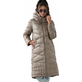 Dámský kabát Dlouhý prošívaný dámský zimní kabát zateplený elegantní SAMANTA 48