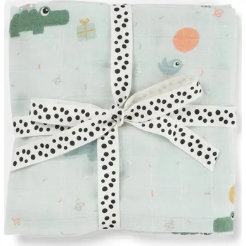 látková plena DONE BY DEER Mušelínová zavinovací plenka Celebration modrá