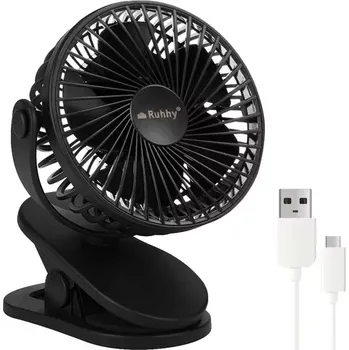 Domácí ventilátor Bezdrátový ventilátor s klipem – nabíjecí USB-C 1200 mAh