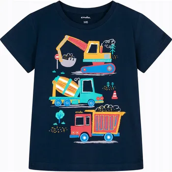 Chlapecké oblečení Chlapecké tričko s potiskem vozidel, tmavě modré, velikost 116 Endo