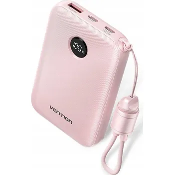 Powerbanka Powerbank Vention 10000mAh 2 x USB-C 1x USB-A s displejem 22,5W růžový