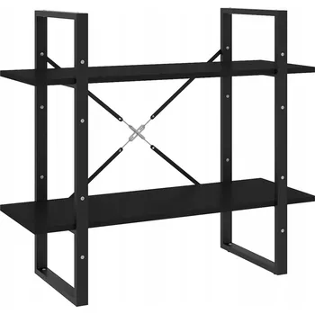 Knihovna 2patrový regál na knihy, černý, 80x30x70