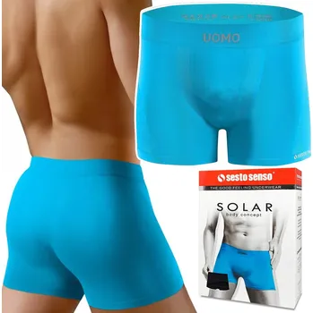 Pánské spodní prádlo Bezešvé boxerky BM07 přiléhavé Tyrkysové L/XL