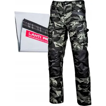 Pracovní oblečení LAHTI PRO PRACOVNÍ KALHOTY BOJOVKY MASKÁČOVÝ ZELENÉ ZESÍLENÉ SLIM L4051905 XXL