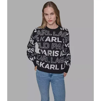 Dámský svetr KARL LAGERFELD PARIS dámský sver LOGO EMBELLISHED černý S