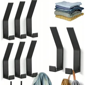 Věšák 6x HÁČEK NA OBLEČENÍ VĚŠÁK NA ZEĎ NÁBYTKOVÝ MATNÝ ČERNÝ