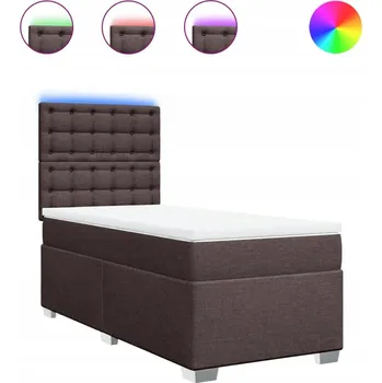 Postel Kontinentální postel s LED osvětlením, tmavě hnědá, 200 x 90 x 140,5/150,5 cm