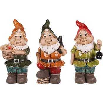 Zahradní dekorace Keramický zahradní trpaslík - mix 3 barevných postaviček 1 ks Barva: Vícebarevná