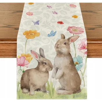 ubrus DEKORATIVNÍ BĚHOUN NA STŮL SVÁTEČNÍ Velikonoce 40 x 240 CM ZAJÍČCI