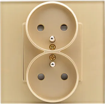 Elektrická zásuvka Zásuvka Dvojitá se zemnicím kolíkem Zlatá Plastová LUUNA