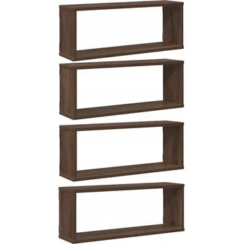 police Nástěnné police, 4 ks, hnědý dub, 60x15x23 cm