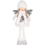 Bílá látková figurka Anděl se srdcem, 44 cm - jemná vánoční dekorace Barva: bílá